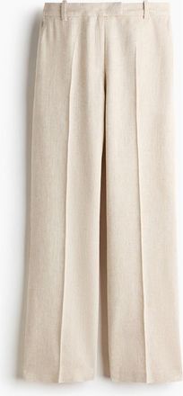 H&M Linen-blend Tailored Trousers in Light Beige at Nordstrom, Size 18