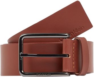 Calvin Klein Mens Square Buckle Leather Belt, Brown (Dark Tan), 51,2 inches