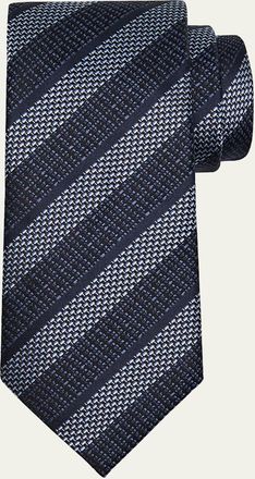 Ermenegildo Zegna Mens Woven Stripe Silk Jacquard Tie