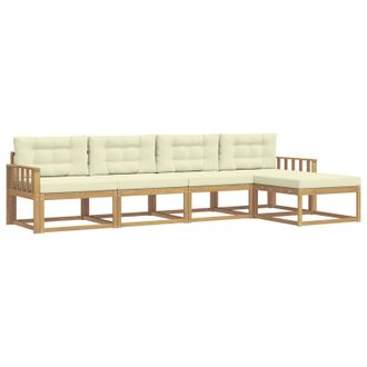 vidaXL Conjunto De Sof&aacute;s De Exterior 4 Pcs Blanco Y Crema Poli&eacute;ster Vidaxl