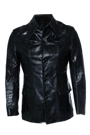 Sankuanz Black leather distressed jacket
