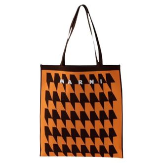 Marni Pre-owned Tote Bags, female, Orange, Size: ONE SIZE Pre-owned Pattern Tote Shoulder Bag