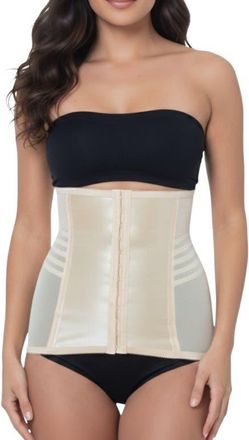 Rago Shapette Powermesh Satin Panel Waist Cincher in Beige at Nordstrom, Size X-Large