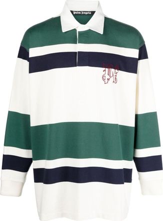 Palm Angels striped cotton polo shirt - men - Cotton - S - Green