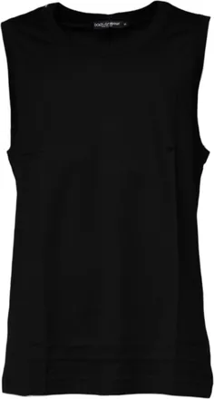 Dolce & Gabbana Mens Black Cotton Round Neck Sleeveless T-Shirt