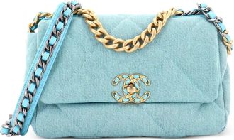 Chanel 19 Flap Bag Quilted Denim Medium shoulder bag - Blu