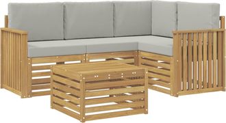 vidaXL Conjunto De Sof&aacute;s De Exterior 5 Uds. Blanco Y Gris Claro Vidaxl