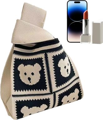 Generic Animal Shoulder Bag - Fashionable Fun Cartoon Print, Portable Casual Grocery Carrier | Charming Knit Construction, Large Roomy Practical Handbag Ideal