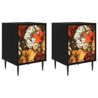 vidaXL Mesa De Noche Gennep 2 Uds. Roble Negro 36 X 33 X 51 Cm Vidaxl