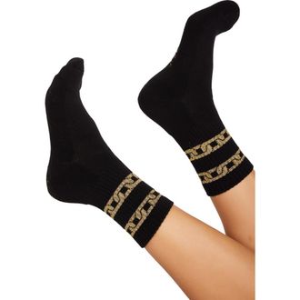 Lauren Moshi Sariah Gold Metallic Chain Midi Socks in Black at Nordstrom