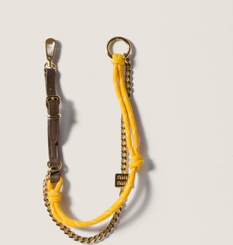 Miu Miu Leather, cord and metal trick keyring