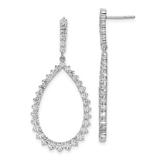 Diamond2Deal 14k White Gold 3 ct Lab Grown Diamond Fancy Dangle Hoop Earrings VS Clarity, D-E Color