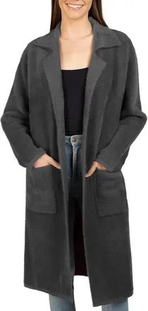 Love Token Joe Fuzzy Cardigan In Charcoal