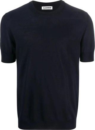 Jil Sander T-shirt van gebreide stof met korte mouwen - Heren - T-shirts - Blauw - M - Wol - Tops