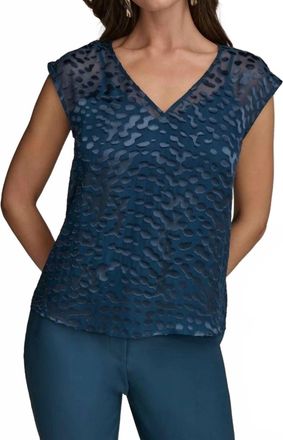 DKNY Cap-Sleeve Silk-Blend Blouse In Tide