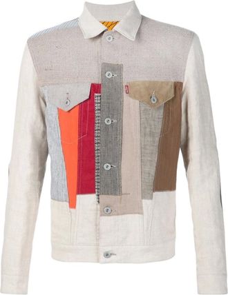 Junya Watanabe Denim Jackets, male, Multicolor, Size: L Printed Jacket