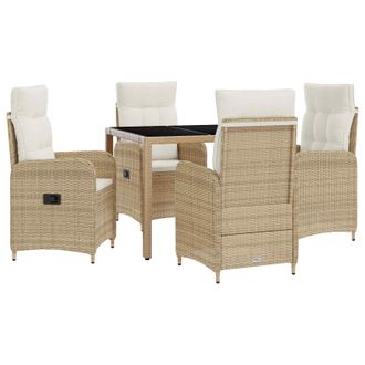 vidaXL Juego De Comedor Para Exteriores 5 Pcs Beige Y Blanco Crema Vidaxl
