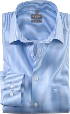 Olymp Businesshemd OLYMP Luxor comfort fit, Herren, Gr. 39, N-Gr, blau (bleu), Web, Obermaterial: 100% Baumwolle, gestreift, Hemden Businesshemd
