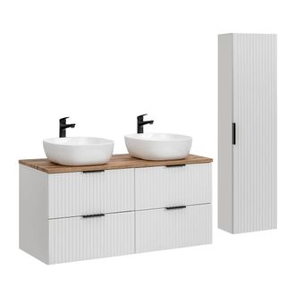 Petits Meubles Set mueble lavabo y columna estratificado Blanco