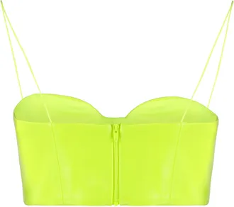 Alex Perry Womens Eco-Leather Top Fluorescent Yellow Polyurethane Tops
