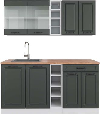Vicco Cocina Vers&aacute;til R-line, Antracita Casa De Campo/blanco, 160 Cm, Et Roble, Vicco