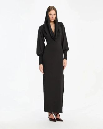Rotate Jurk met Capuchon - Dames - Avondkleed - Zwart - M - Kleedjes