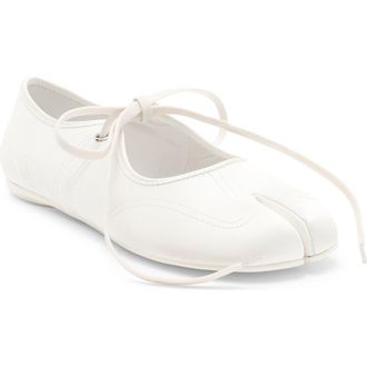 Jeffrey Campbell Saturna Split Toe Mary Jane Flat in White Satin at Nordstrom, Size 7.5