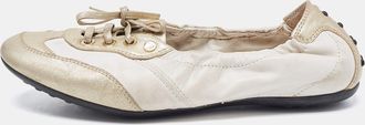 Tod's Tods White/gold Leather Gomma Lace Up Loafers