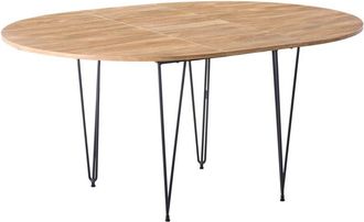 Beliani Mesa De Comedor Ovalada Extensible 120/160 X 120 Cm Mecanismo De Mariposa Mdf Patas De Metal Marr&oacute;n Louise