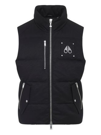 Moose Knuckles quilted logo-plaque gilet - men - Nylon/Nylon/Cotton/Duck Down/Duck Feathers - S - Black