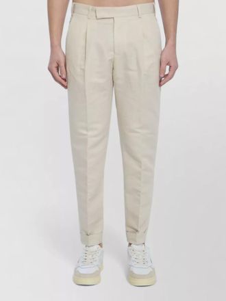 Pantaloni Torino linen straight-leg mid-rise tailored trousers