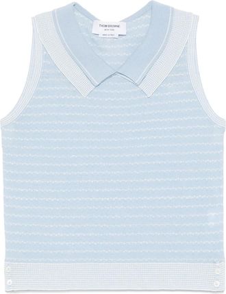 Thom Browne Canotta a righe con doppio colletto - Blu