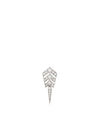 Statement Stairway Arrow diamond drop earring - women - Diamond/Rhodium Plated Sterling Silver - One Size