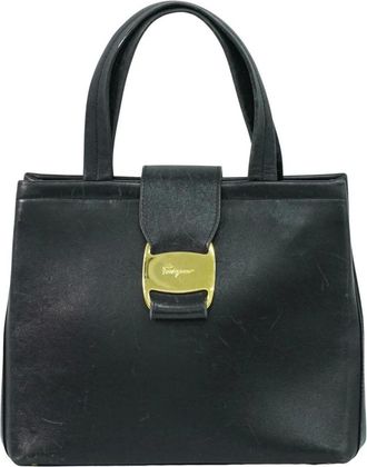Ferragamo Pre-owned Handbags, female, Black, Size: ONE SIZE Pre-owned Vintage Gancini Satchel Handbag