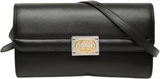 Gucci Pre-owned Leather gucci-bags - Dames - Vintage Schoudertas - Zwart - ONE Size - Vintage
