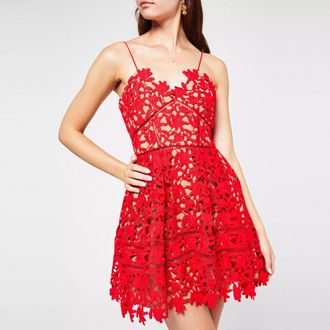 Self Portrait Azaelea Lace Mini Dress In Red