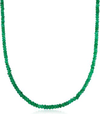 Ross-Simons Emerald Bead Necklace in 14kt Yellow Gold With Magnetic Clasp