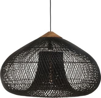 Macabane L&aacute;mpara colgante Funnel 80x80cm rat&aacute;n negro/teka