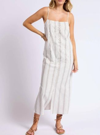 Sadie & Sage Nopales Striped Button Front Maxi Dress In White