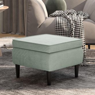 vidaXL Taburete Con Patas De Madera Terciopelo Gris Claro Vidaxl