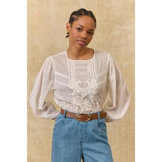 Louise Misha Geborduurde blouse met lange mouwen, LEONIDE