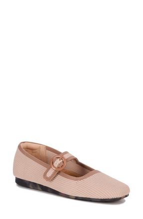 Ros Hommerson Naomi Mary Jane Flat in Cream/Taupe Knit at Nordstrom, Size 10.5