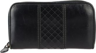 Bottega Veneta Black Leather Long Wallet (Bi-Fold) (Pre-Owned)