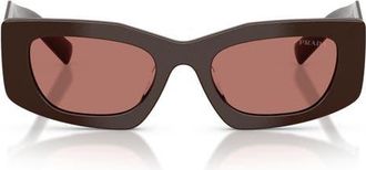 Prada 51mm Rectangular Sunglasses in Cigar/bordeaux at Nordstrom