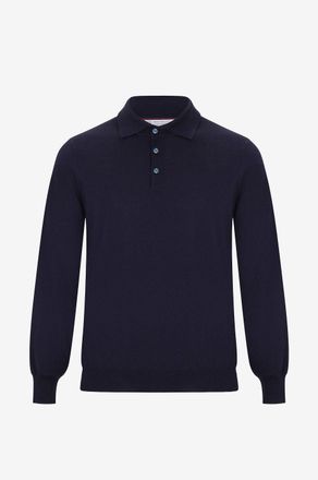 Brunello Cucinelli Woll- und Kaschmir-Strick-Langarm-Polohemd