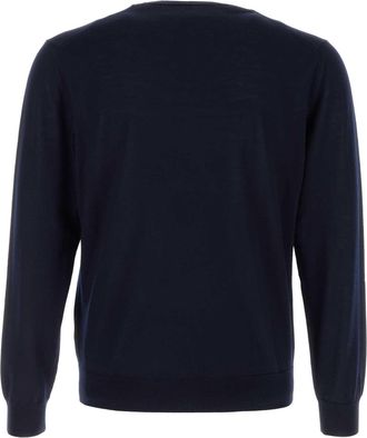 Prada Mens Virgin Wool Crew-Neck Sweater Navy