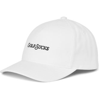 Travis Mathew Golf Sucks Six-Panel Snapback Cap in White at Nordstrom