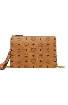 MCM Wristlet Standing Pouch w/ Chain Strap in Visetos in Brown at Nordstrom