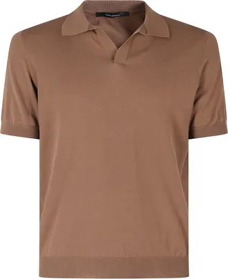 Tagliatore Mud Keith Short Sleeve Ribbed Trim Cotton Polo Shirt