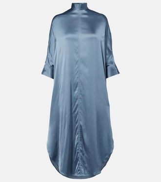 Acne Studios Asymmetric scarf-detail satin midi dress